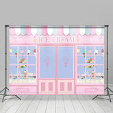 Lofaris Pink Sweet Ice Cream Store Girls Happy Birthday Backdrop